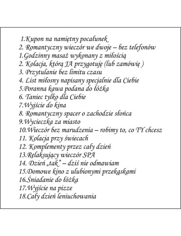 Kupony  z dowolnym tekstem zdrapki walentynkowe 20 sztuk
