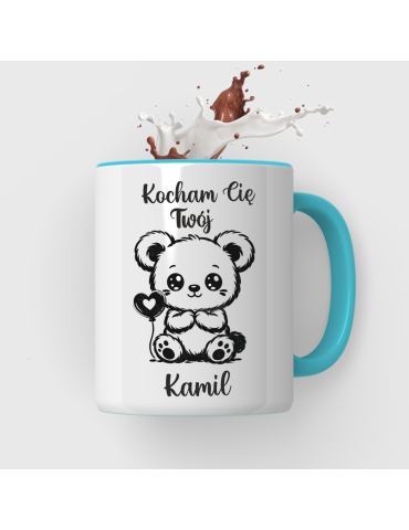 Kubek na walentynki kocham cię Twój miś z imieniem