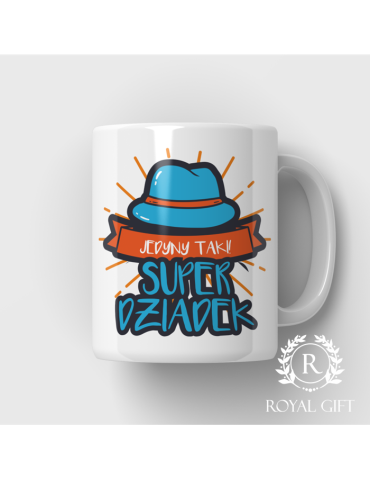 Kubek Jedyny taki Super Dziadek z kapeluszem
