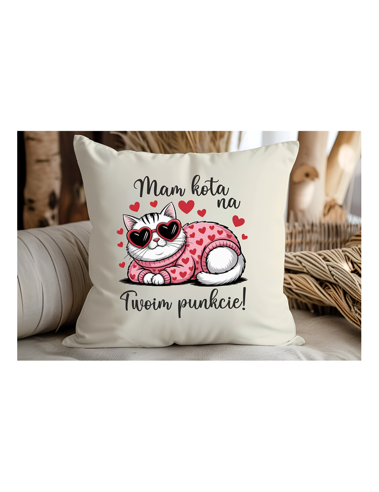 Poduszka na Walentynki „Mam kota na Twoim punkcie”
