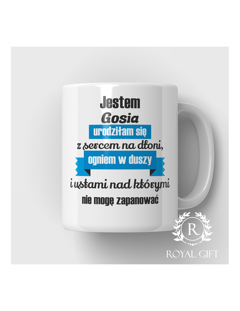 Personalizowany kubek z imieniem – urodziłam się z sercem na dłoni