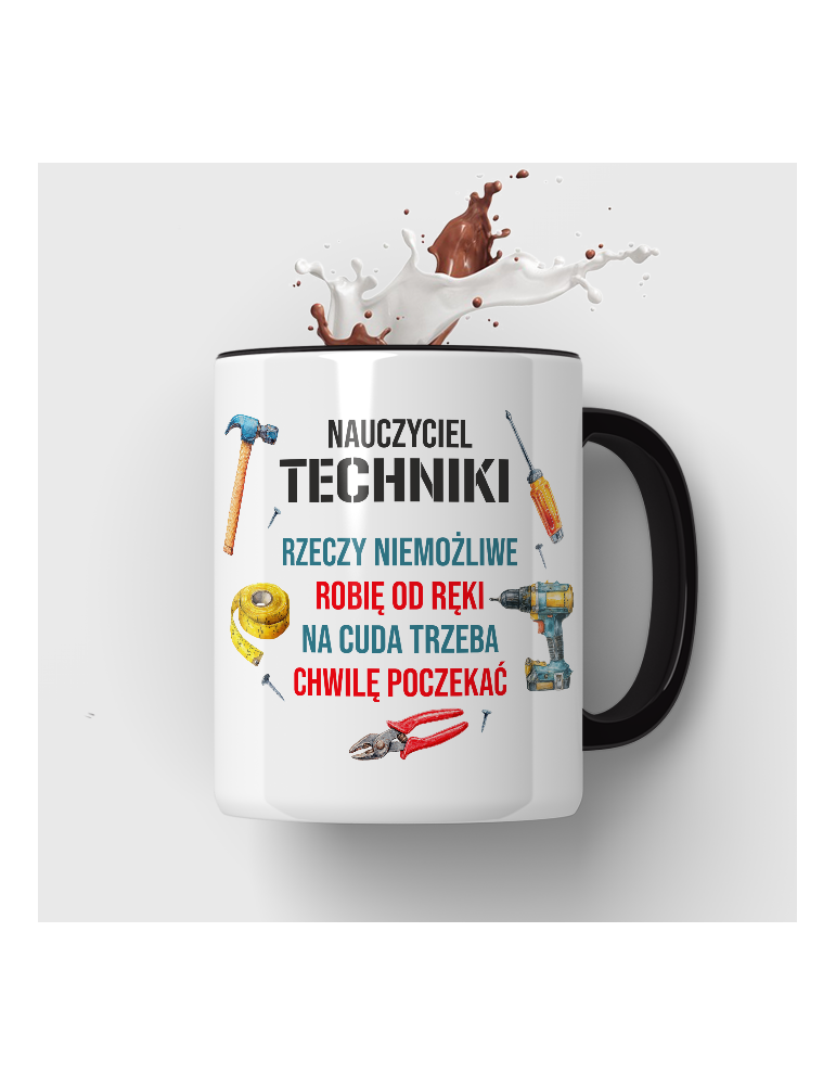 Kubek dla nauczyciela techniki  z grafiką narzędzi