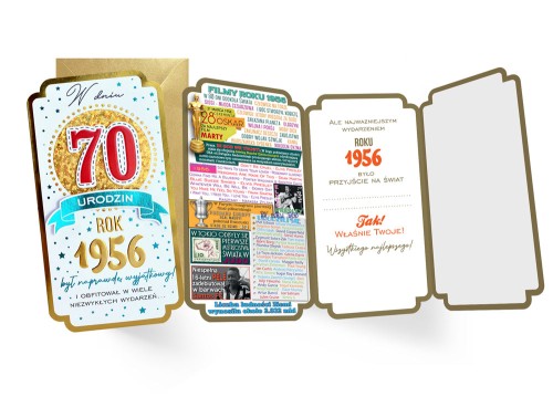 Kartka na 70 urodziny z rokiem 1956 – elegancka z życzeniami